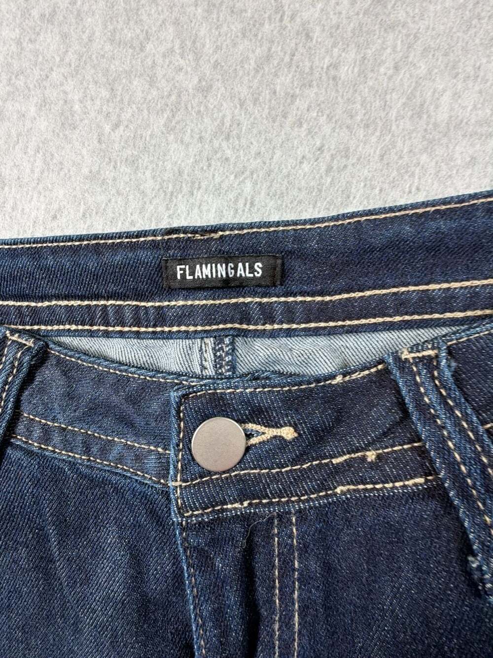 Flamingals Dark Wash High Rise Wide Leg Denim Jeans - Picture 6 of 11